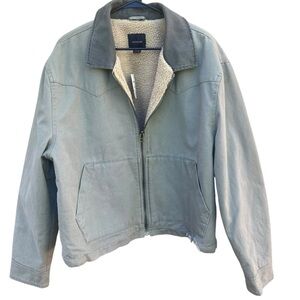 NWT Men’s Cotton On Sherpa Jacket Distressed Hem Zip Up Utility